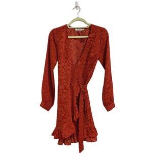 Ivivi Red Black Polka Dot Wrap Dress Sz S NWOT